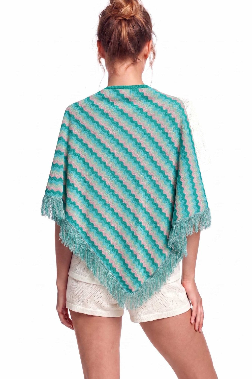 Frizante Şal – Yazlık Kadın İnce Triko Şal – Pembe Mavi Multi - 4