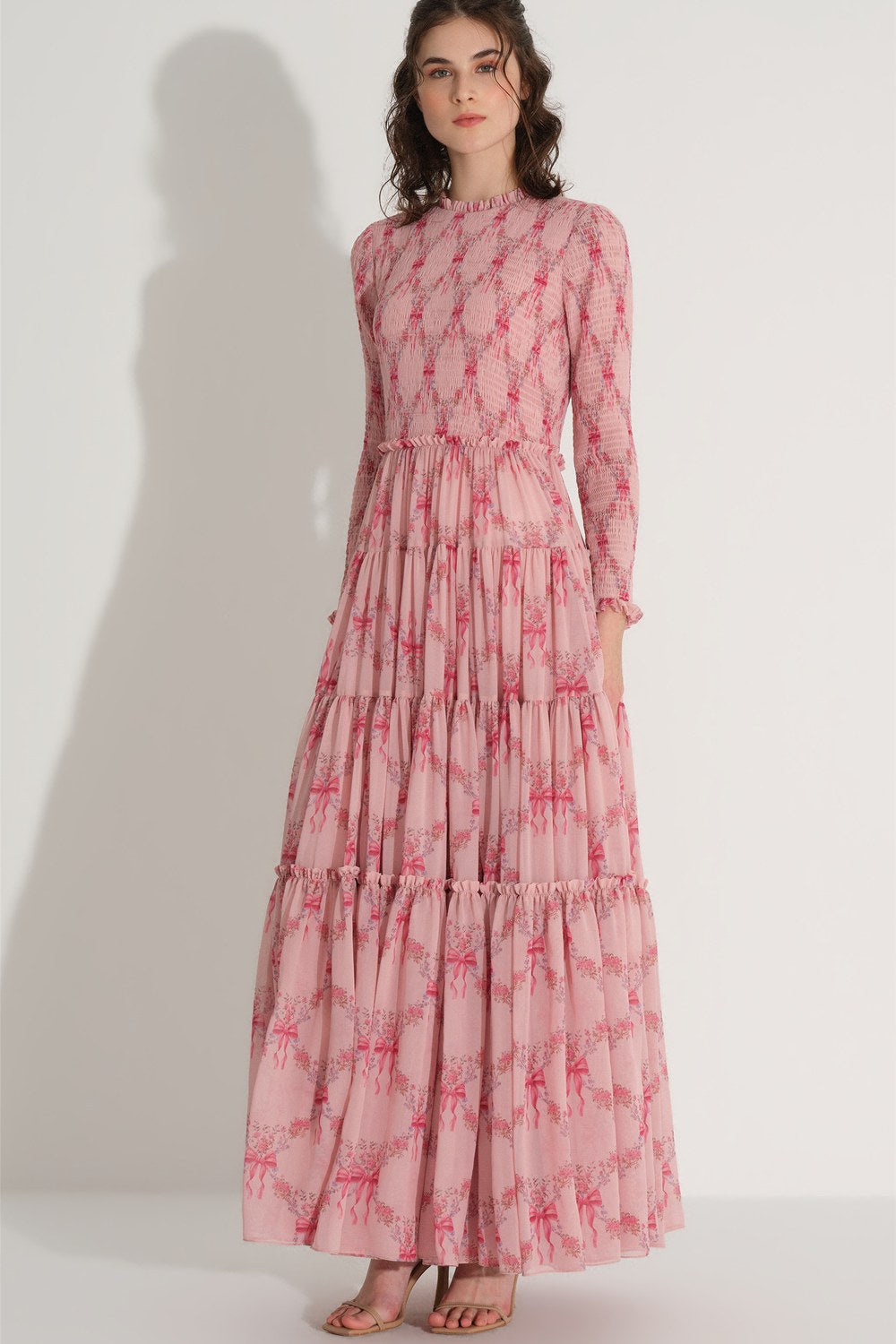 Gipeli Şifon Elbise - Pembe - 5