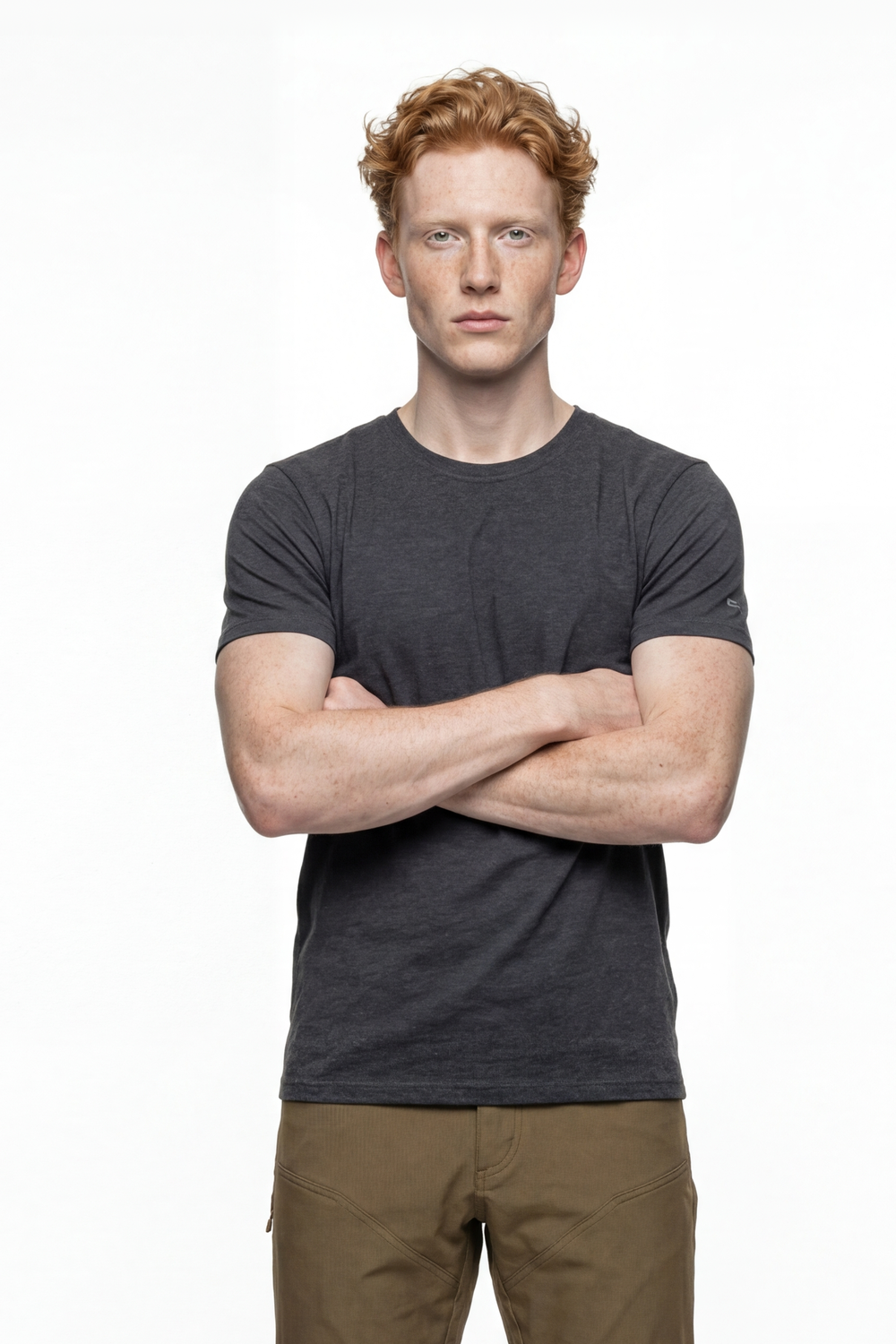 Soft Tees Basic T-Shirt, Gri Melanj - 0