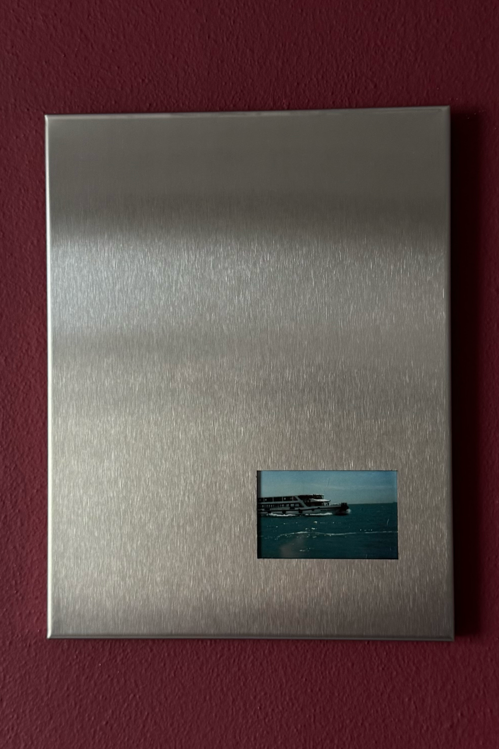 Fırçalanmış Çelik Fotoğraf Paneli, Tek Kare Açıklıklı - 25x25 Cm - 0