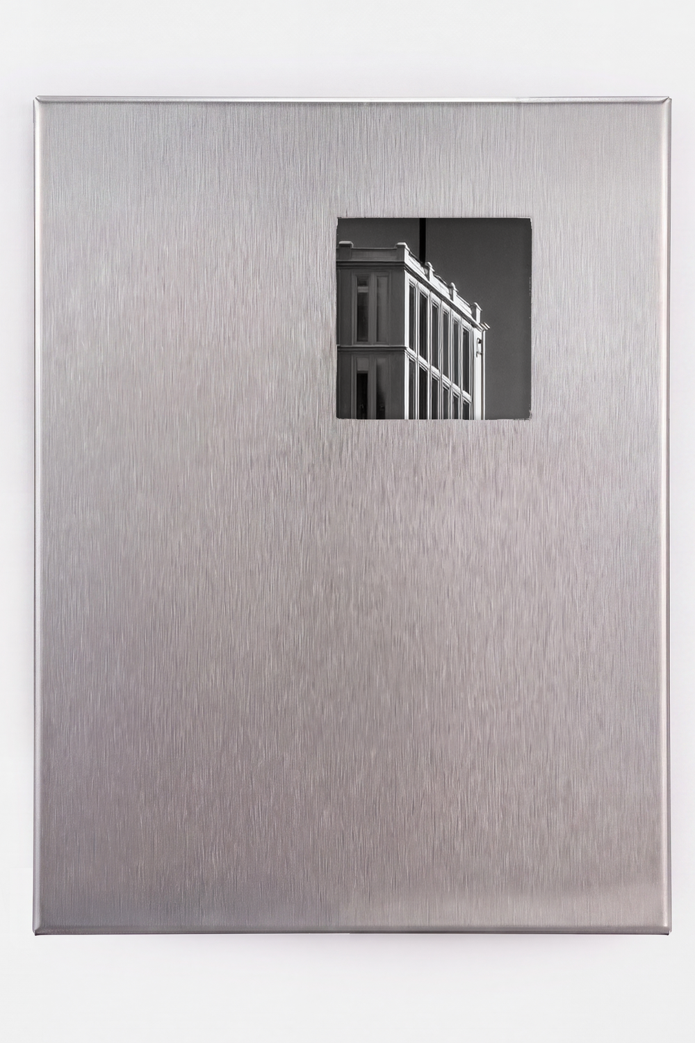Fırçalanmış Çelik Dikdörtgen Fotoğraf Paneli, Üst Açıklıklı - 23x30 Cm - 6