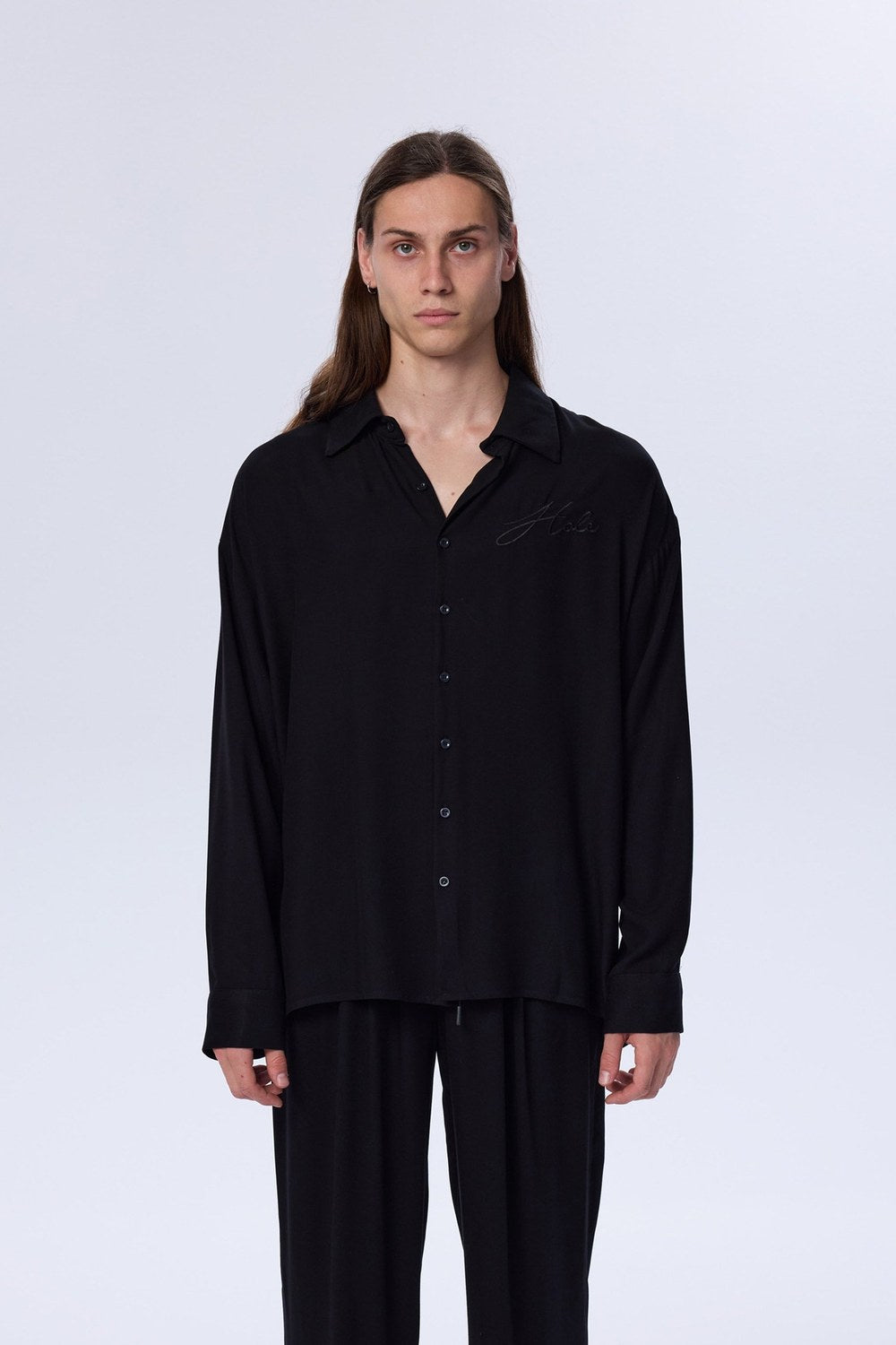Belmondo Kumaş Oversize Siyah Gömlek - 0