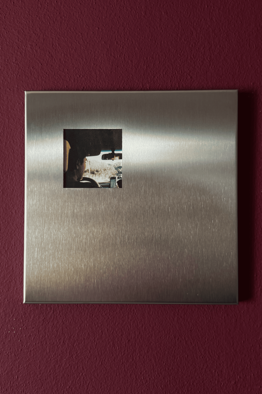 Fırçalanmış Çelik Kare Fotoğraf Paneli, Köşe Açıklıklı - 25x25 Cm - 0