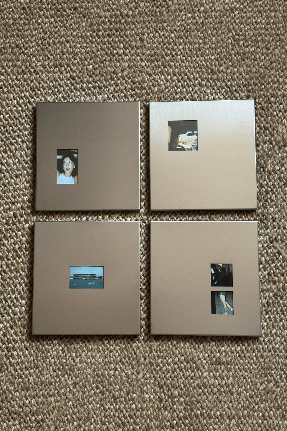 Fırçalanmış Çelik Kare Fotoğraf Paneli, Köşe Açıklıklı - 25x25 Cm - 3