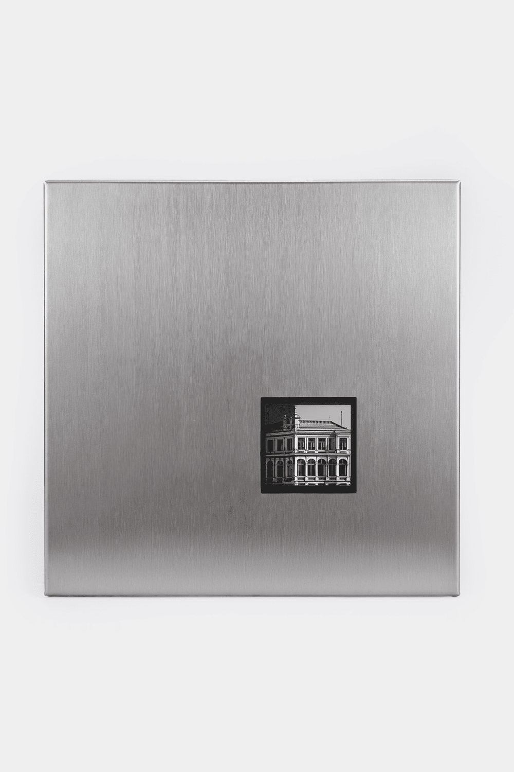 Fırçalanmış Çelik Kare Fotoğraf Paneli, Köşe Açıklıklı - 25x25 Cm - 4