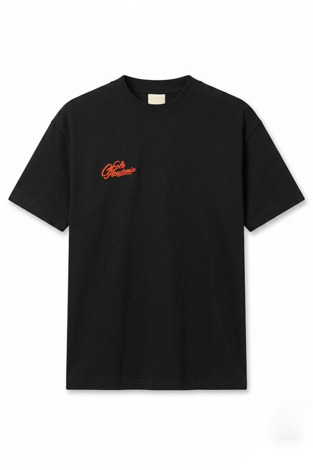 Göğüs Nakış Detay Fit Kalıp Siyah T-Shirt - 0