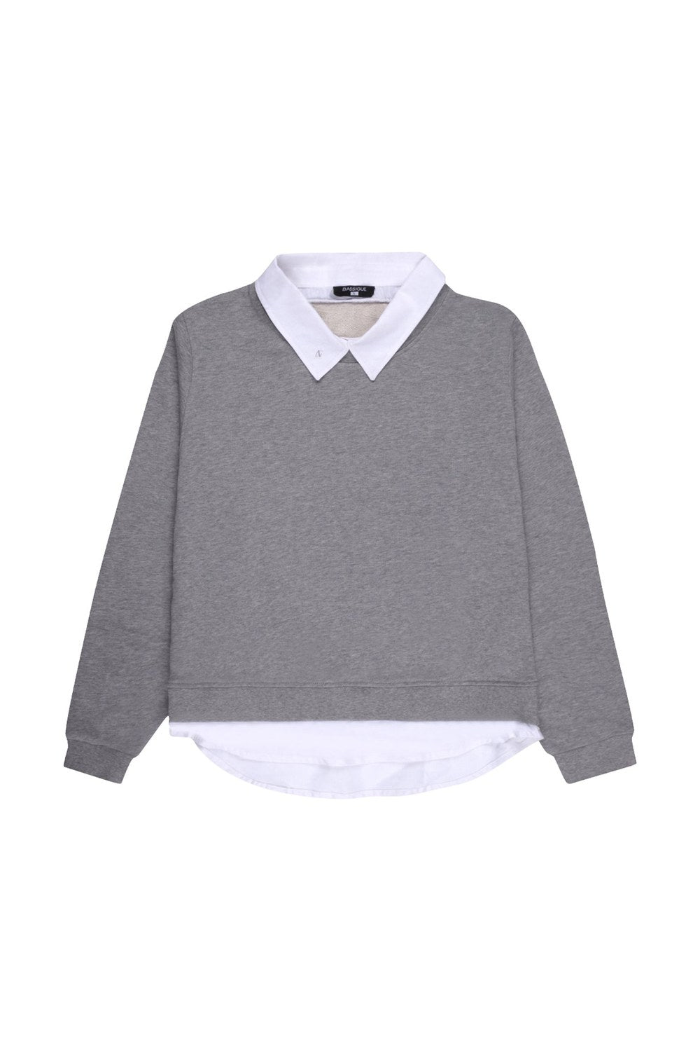 Gömlek Katmanlı Sweatshirt, Gri - 3