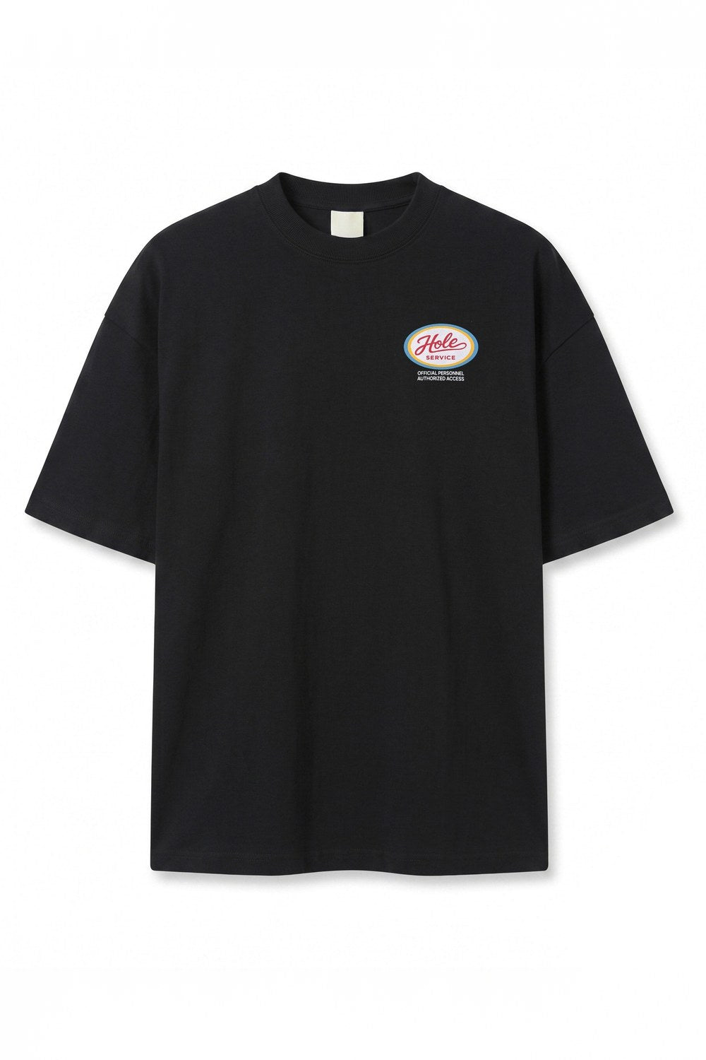 Retro Logo Baskılı Oversize T-Shirt, Siyah - 1