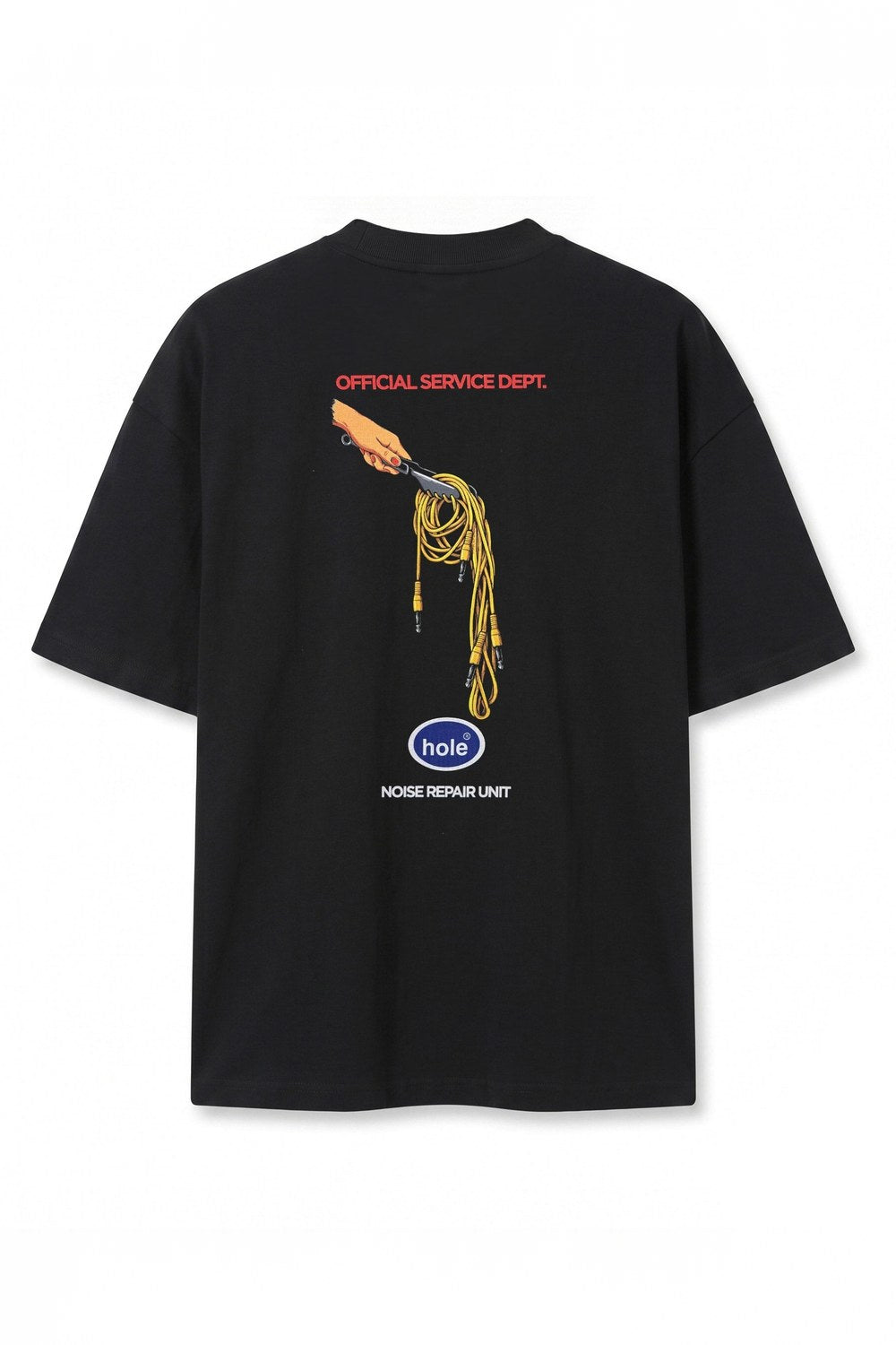 Spagetti Grafik Baskılı Oversize T-Shirt, Siyah - 1