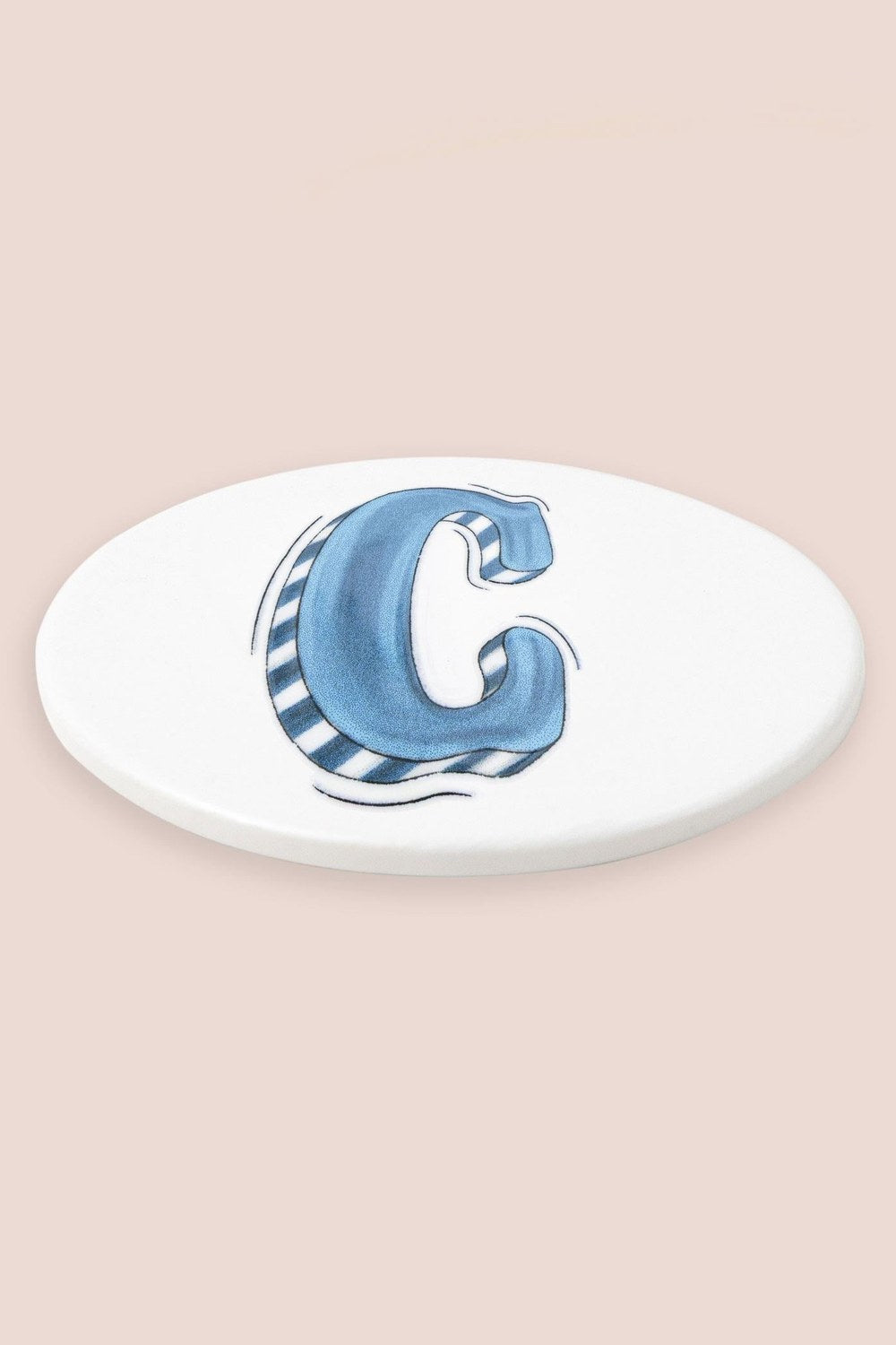 C Harfi Desenli Seramik Bardak Altlığı, 10 Cm - 1