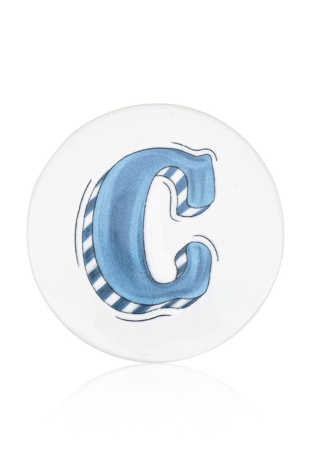 C Harfi Desenli Seramik Bardak Altlığı, 10 Cm - 3