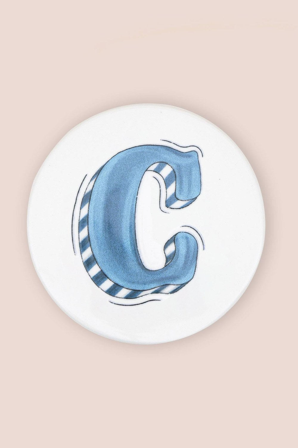 C Harfi Desenli Seramik Bardak Altlığı, 10 Cm - 4