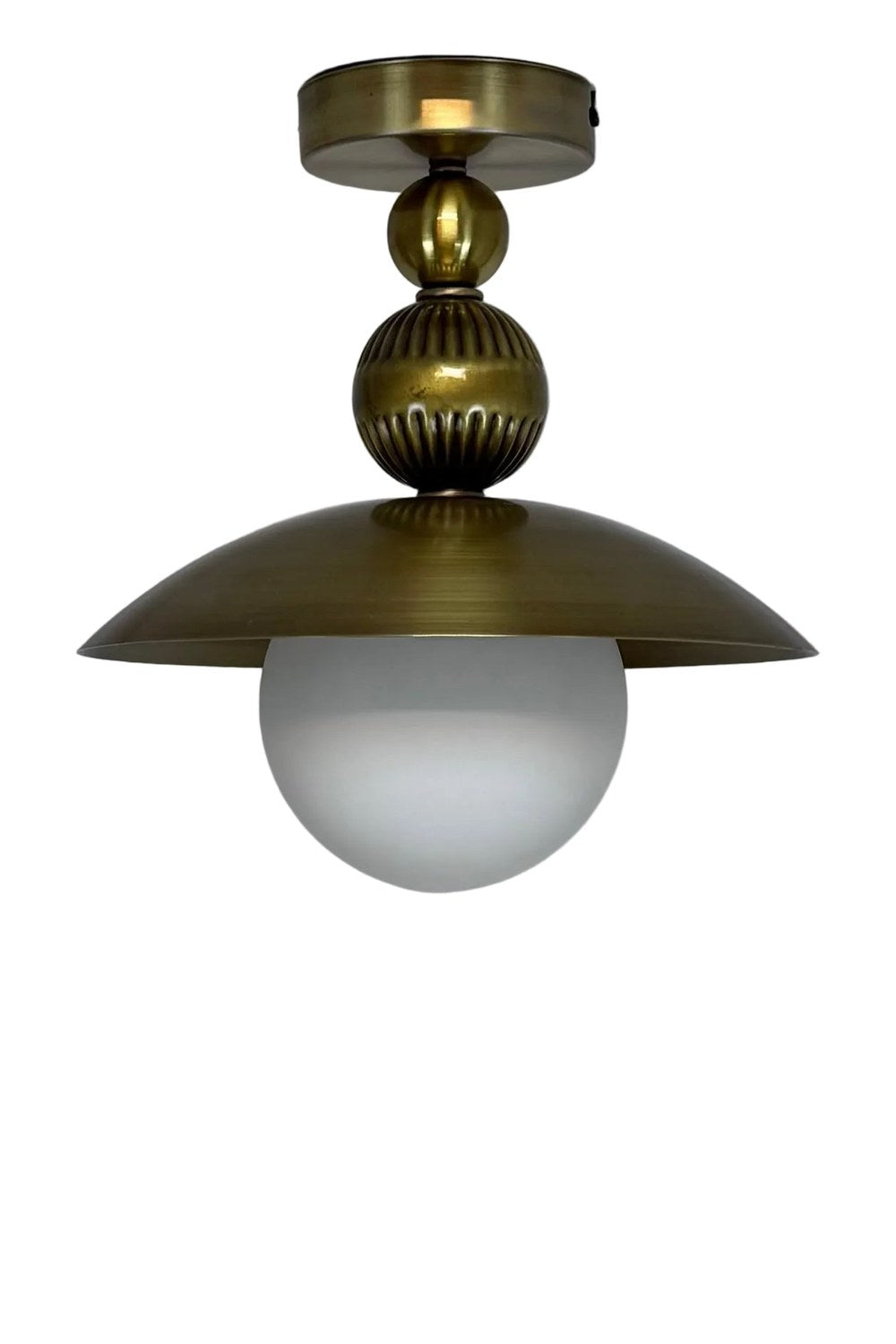 Vintage Eskitme Pirinç Opal Camlı Tavan Aydınlatması - 6