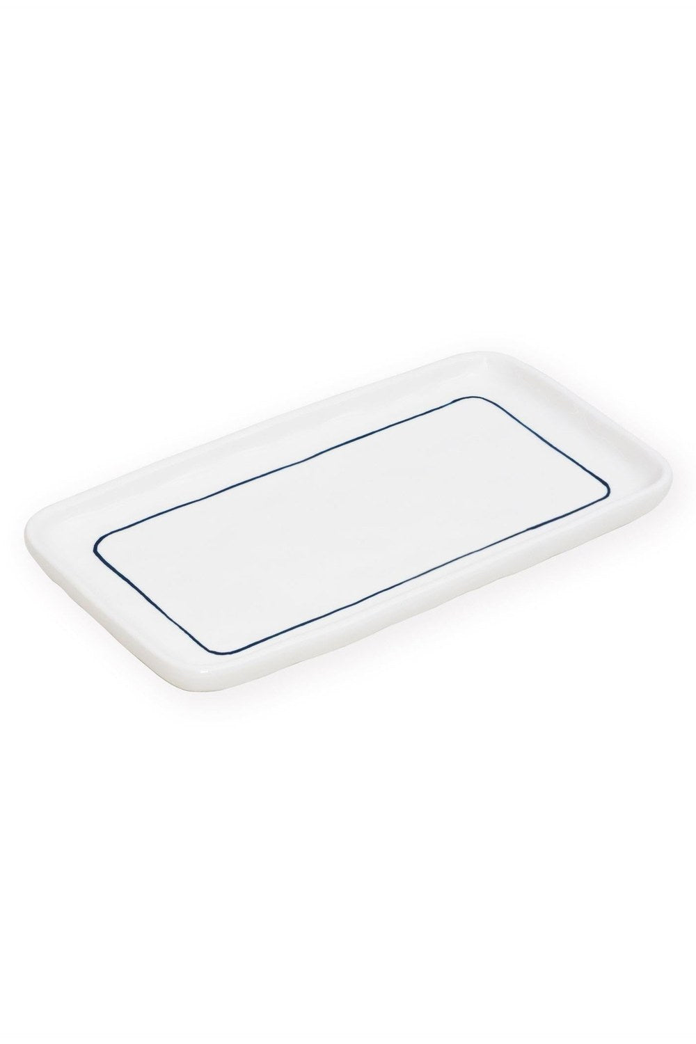 Pure Seramik Banyo Tepsisi, Beyaz-Mavi - 27x15 Cm - 2