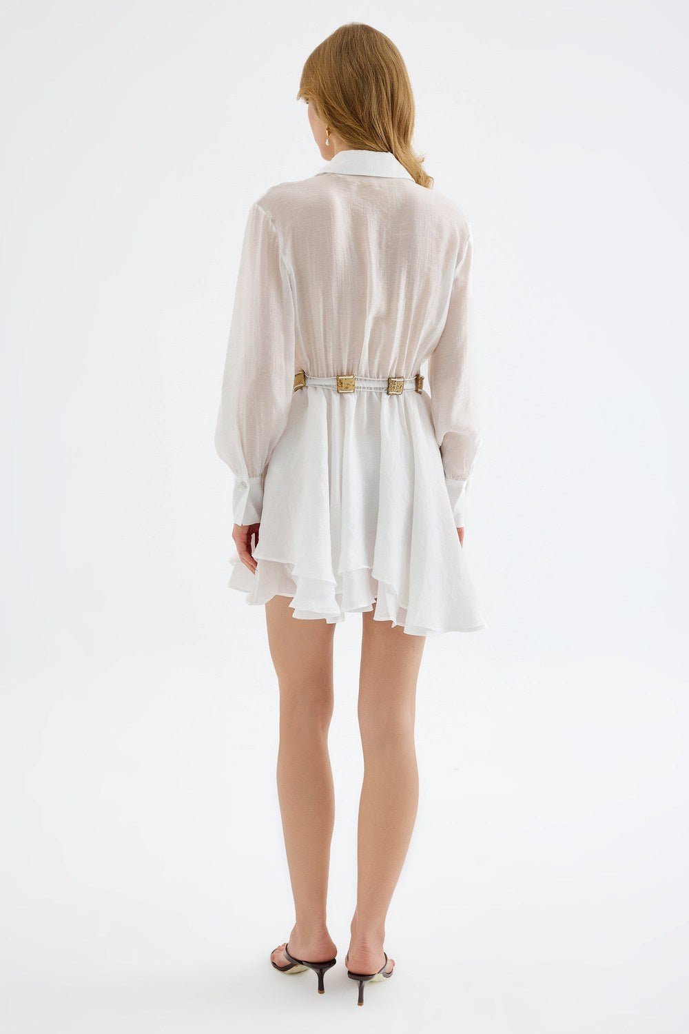 Alora Tencel Mini Gömlek Elbise, Beyaz - 3