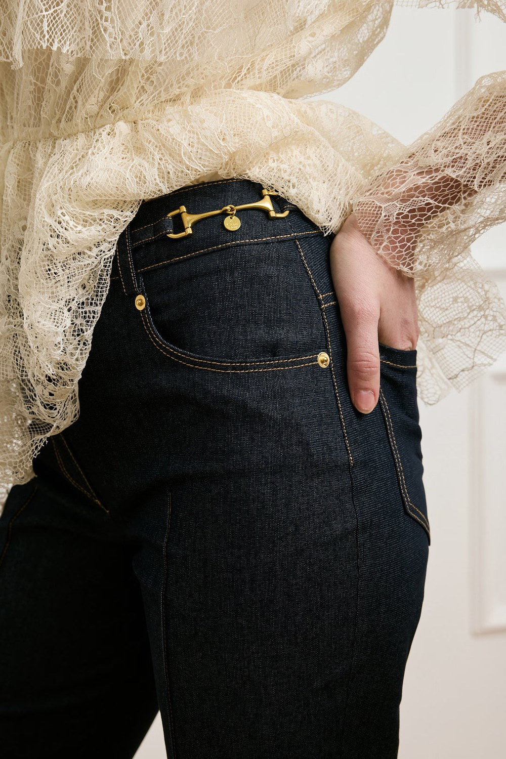 Victoria İspanyol Paça Denim Pantolon - Lacivert - 2