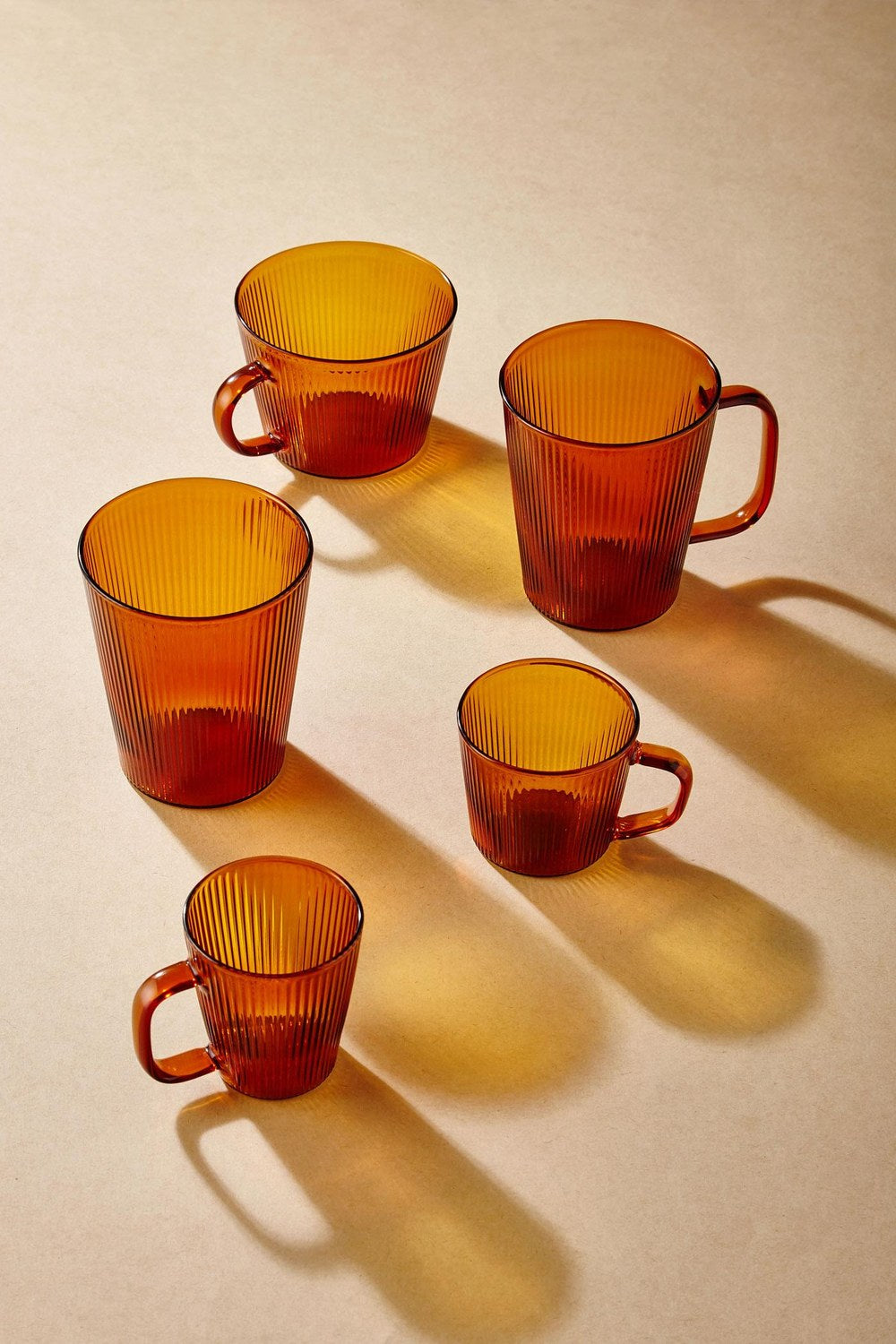 Striped Borosilikat Cam Kupa, Amber - 130 Ml - 1