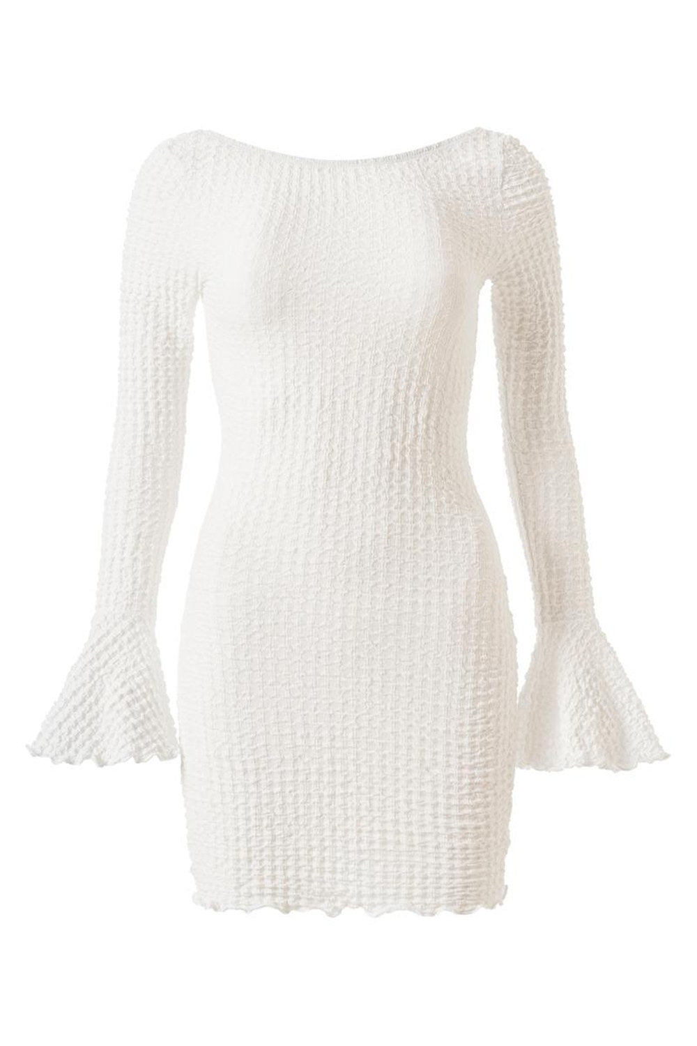 Fleur Sırtı Açık Gofreli Mini Elbise - 4