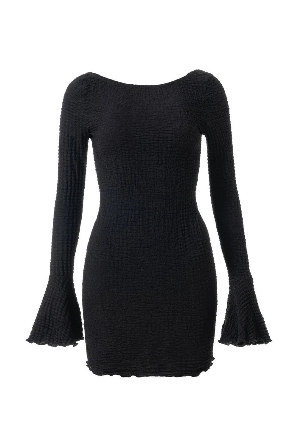 Fleur Sırtı Açık Gofreli Mini Elbise - 7
