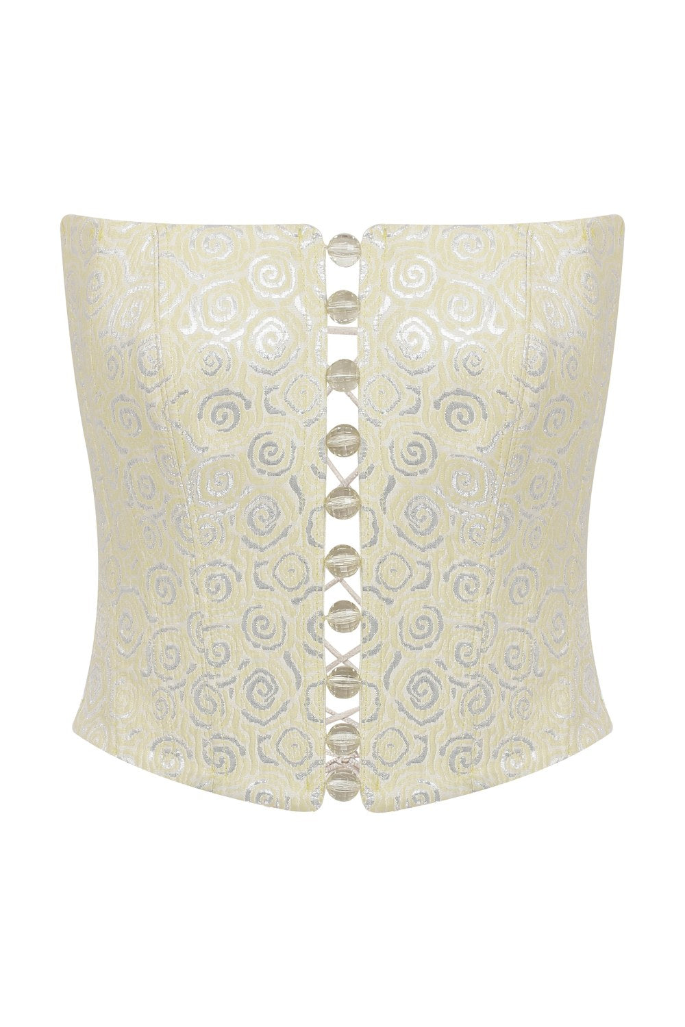 Angless Patterned Strapless Corset Yellow - 1