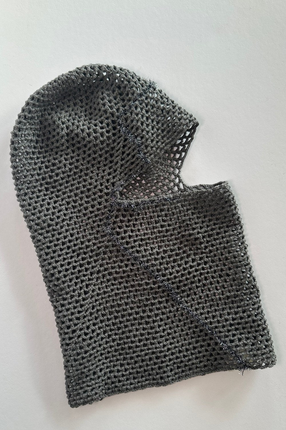 Grey Hand Crocheted Mask - 4