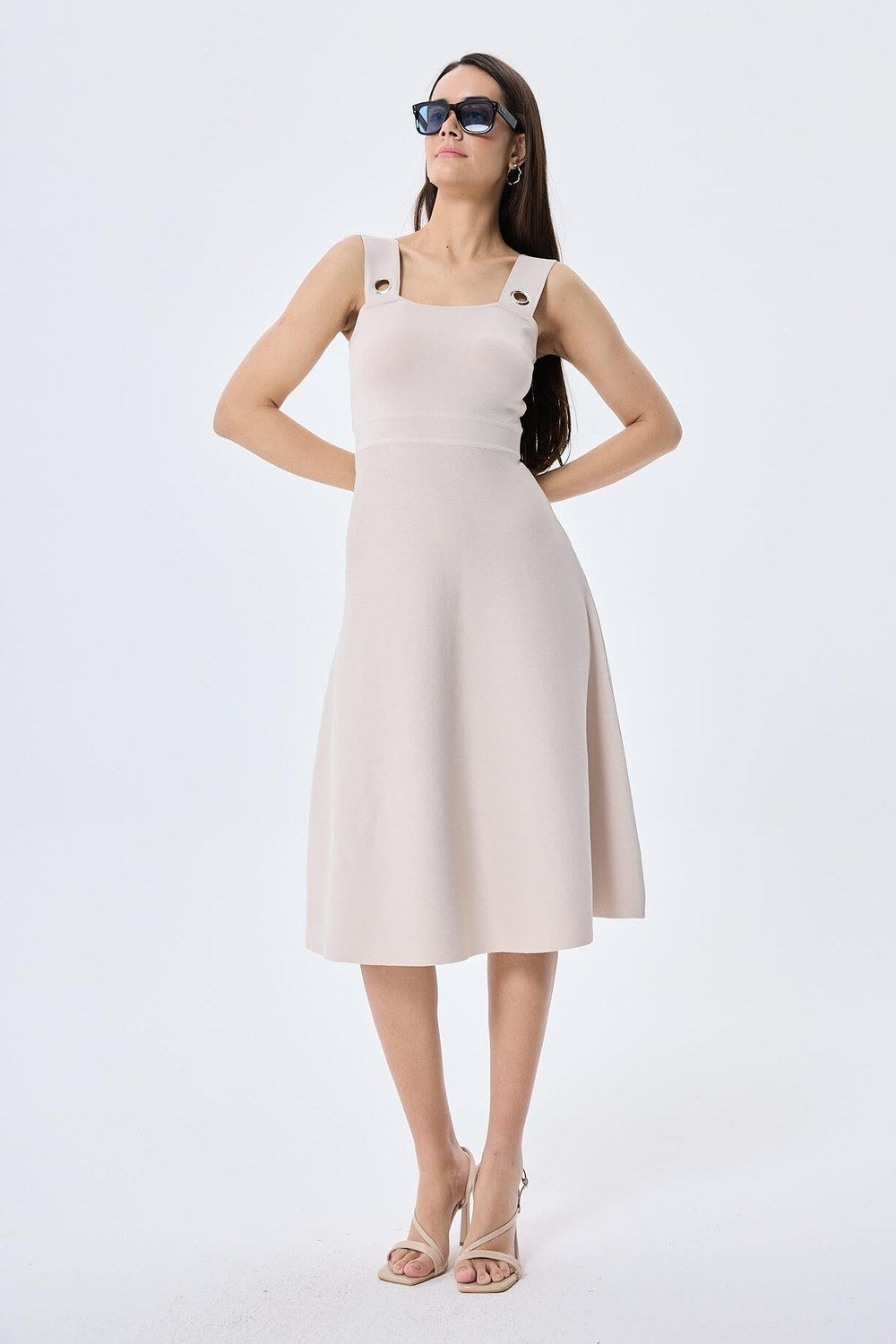 Madison Kadın Yazlık Rayon Triko Elbise Taş - 4