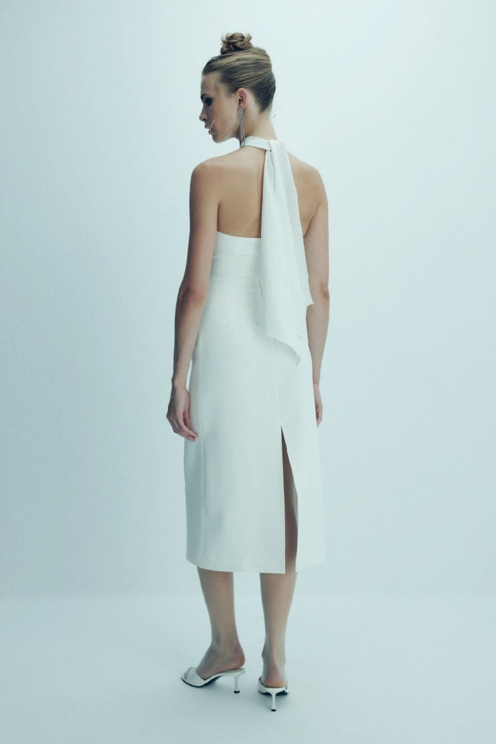 Viana Krep Midi Elbise Vanilla Ice - 7