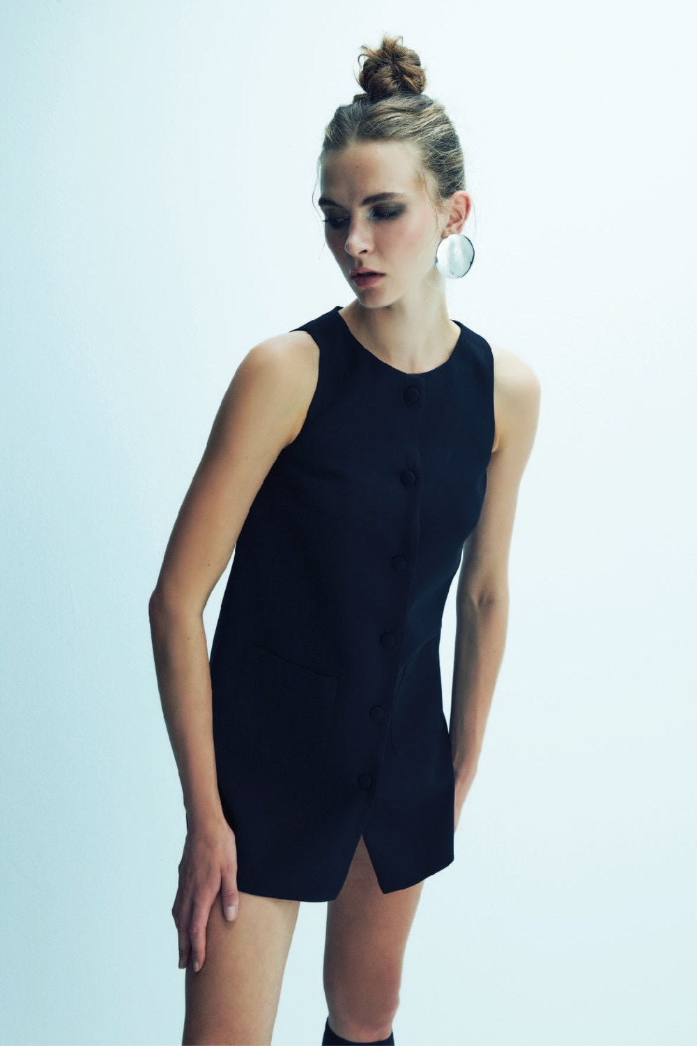Odette Krep Mini Elbise Black - 0