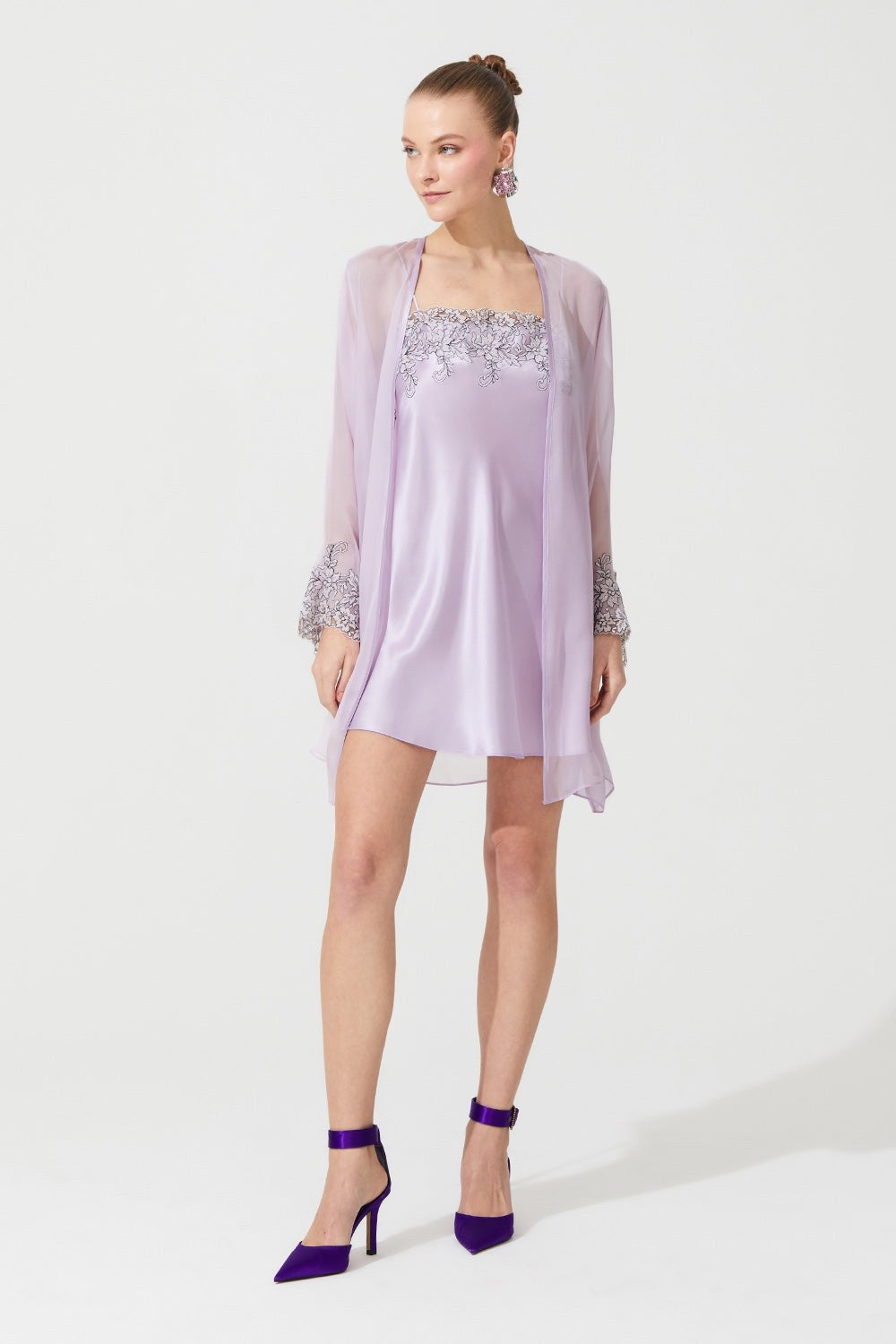 Zen İpek Kısa Sabahlık, Pembe - 3