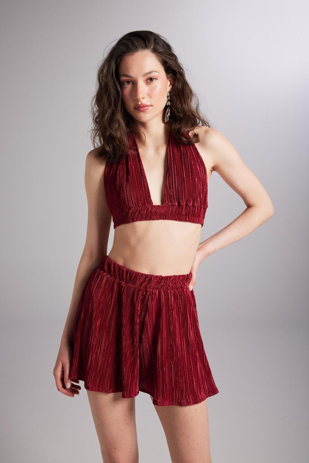 Beli Lastikli Bağlamalı Comfy Büstiyer Bordo - 0