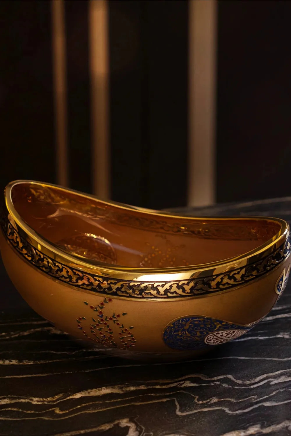Gold Gondol Sunumluk Dekoratif Servis Tabağı - 0