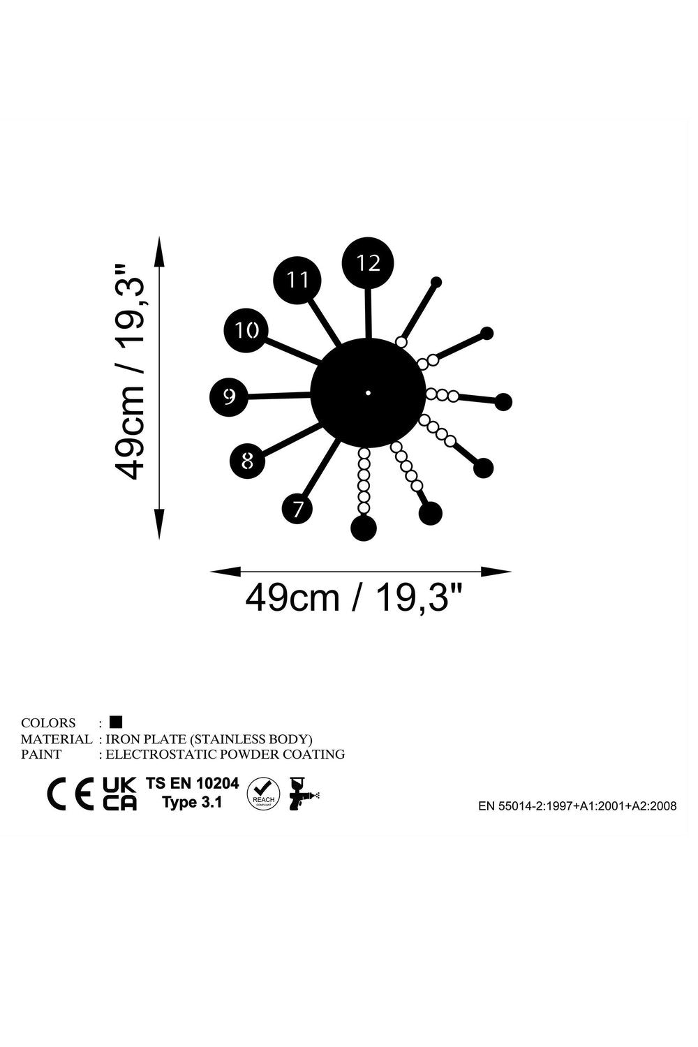 Watch-061 Dekoratif Metal Duvar Saati - 5