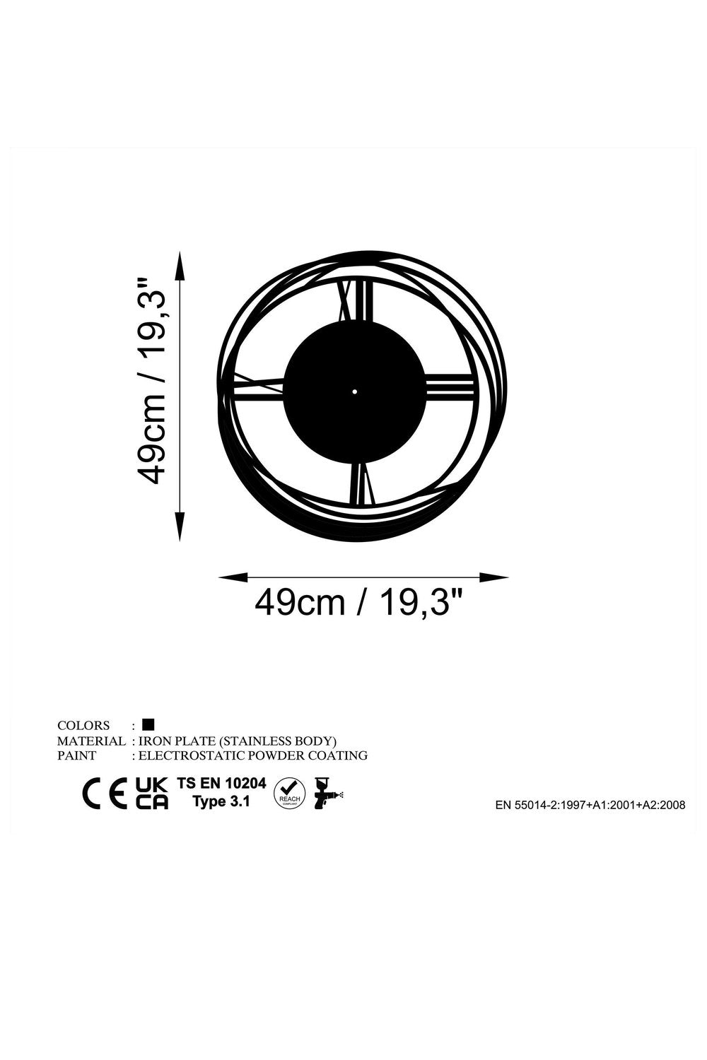 Watch-074 Dekoratif Metal Duvar Saati - 5