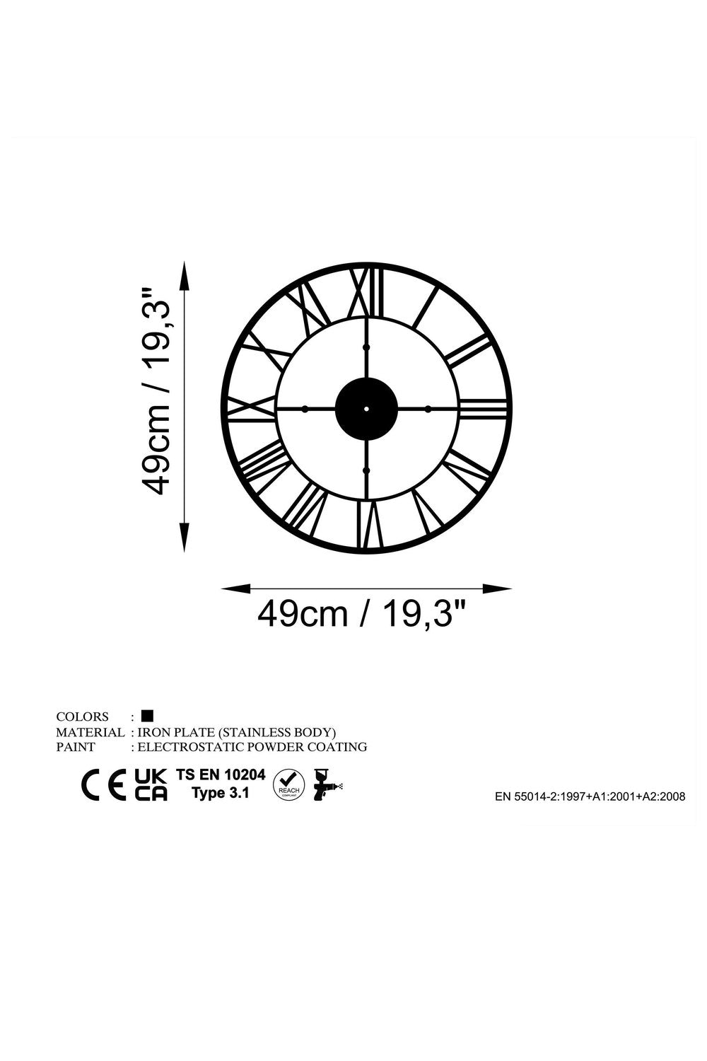 Watch-069 Dekoratif Metal Duvar Saati - 5