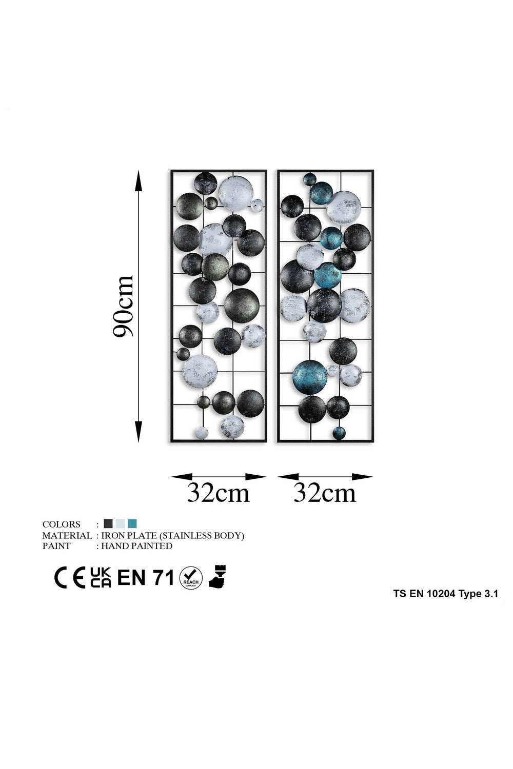 Bys-121-A Dekoratif 2'li Metal Duvar Tablosu - 6