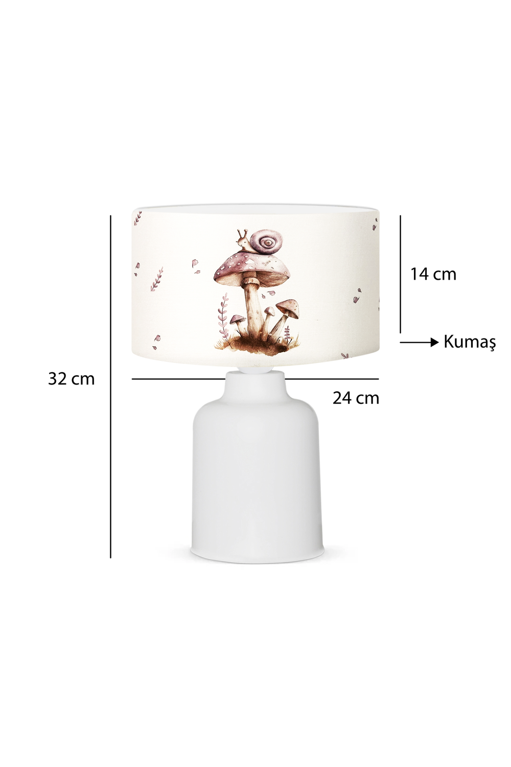 Mantar Figürlü Kumaş Baskılı Çocuk Odası Abajur Lamba - 2
