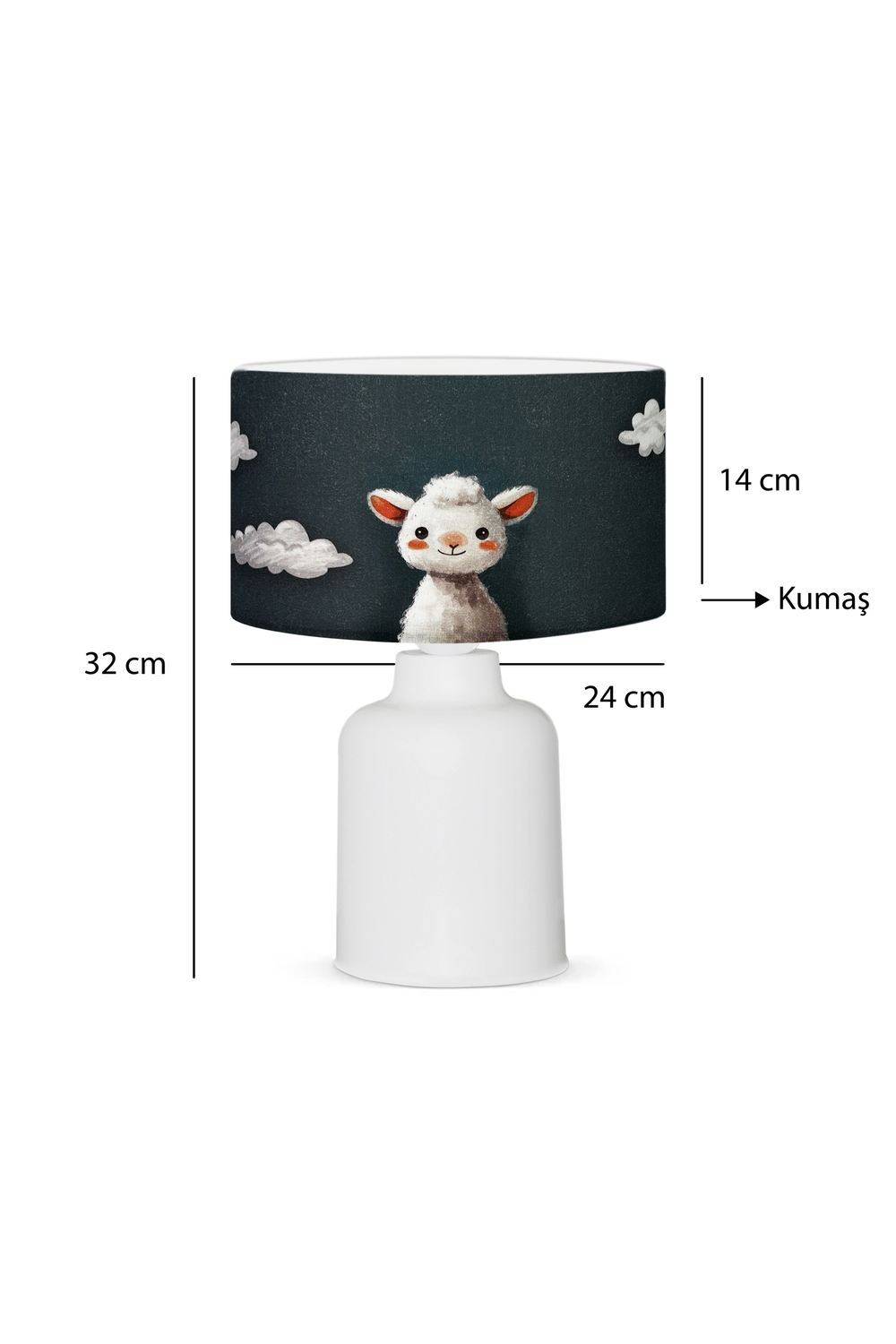Kuzu Figürlü Kumaş Baskılı Çocuk Odası Abajur Lamba - 2