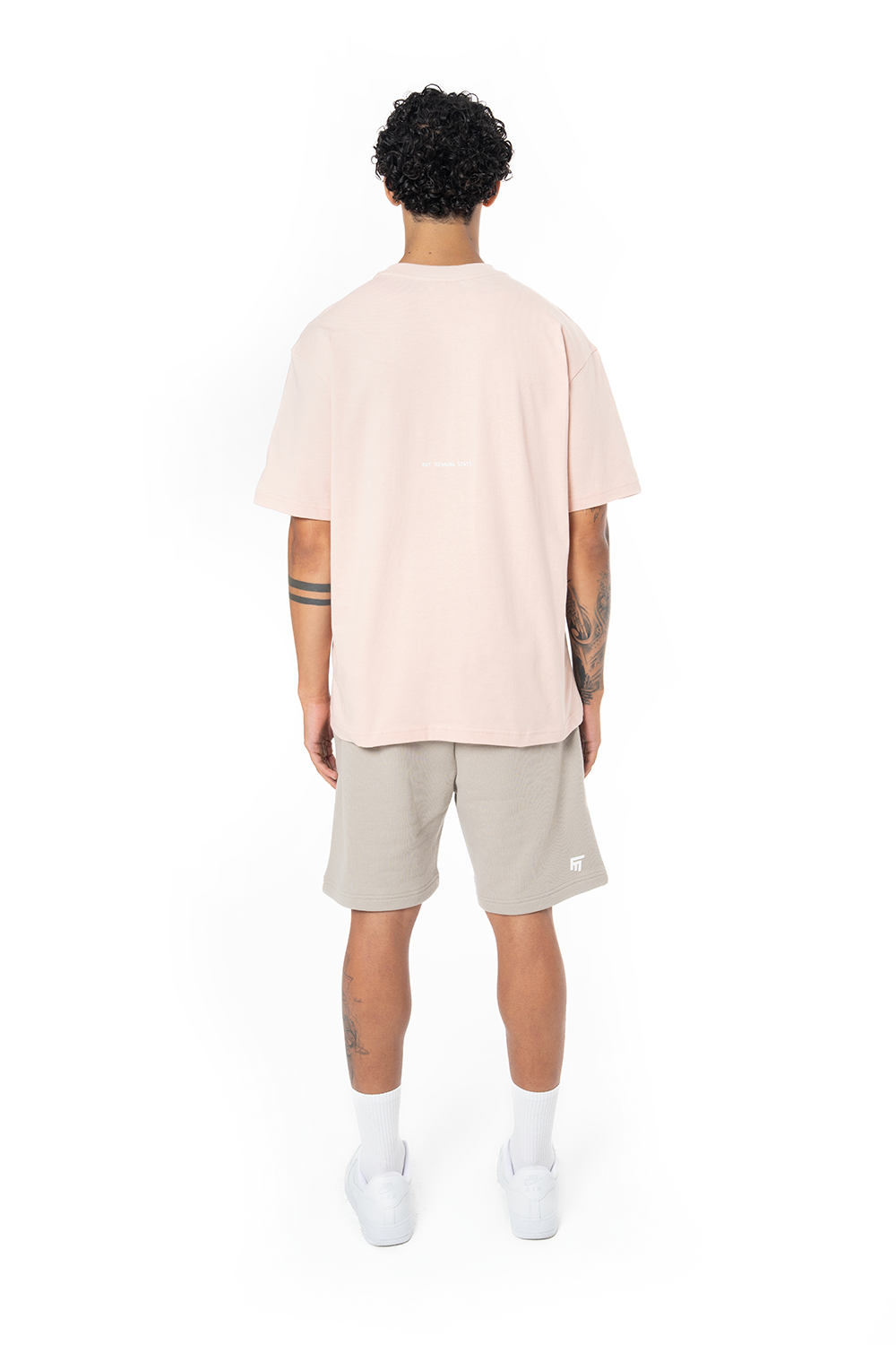 Erkek Oversize Basic Baskılı Tişört - Pembe - 2