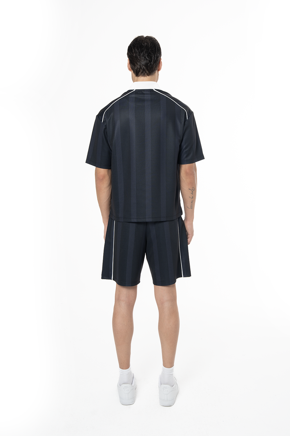 Erkek Oversize Jersey Kumaş Fm Icon Logo Detaylı Şort - Siyah - 2