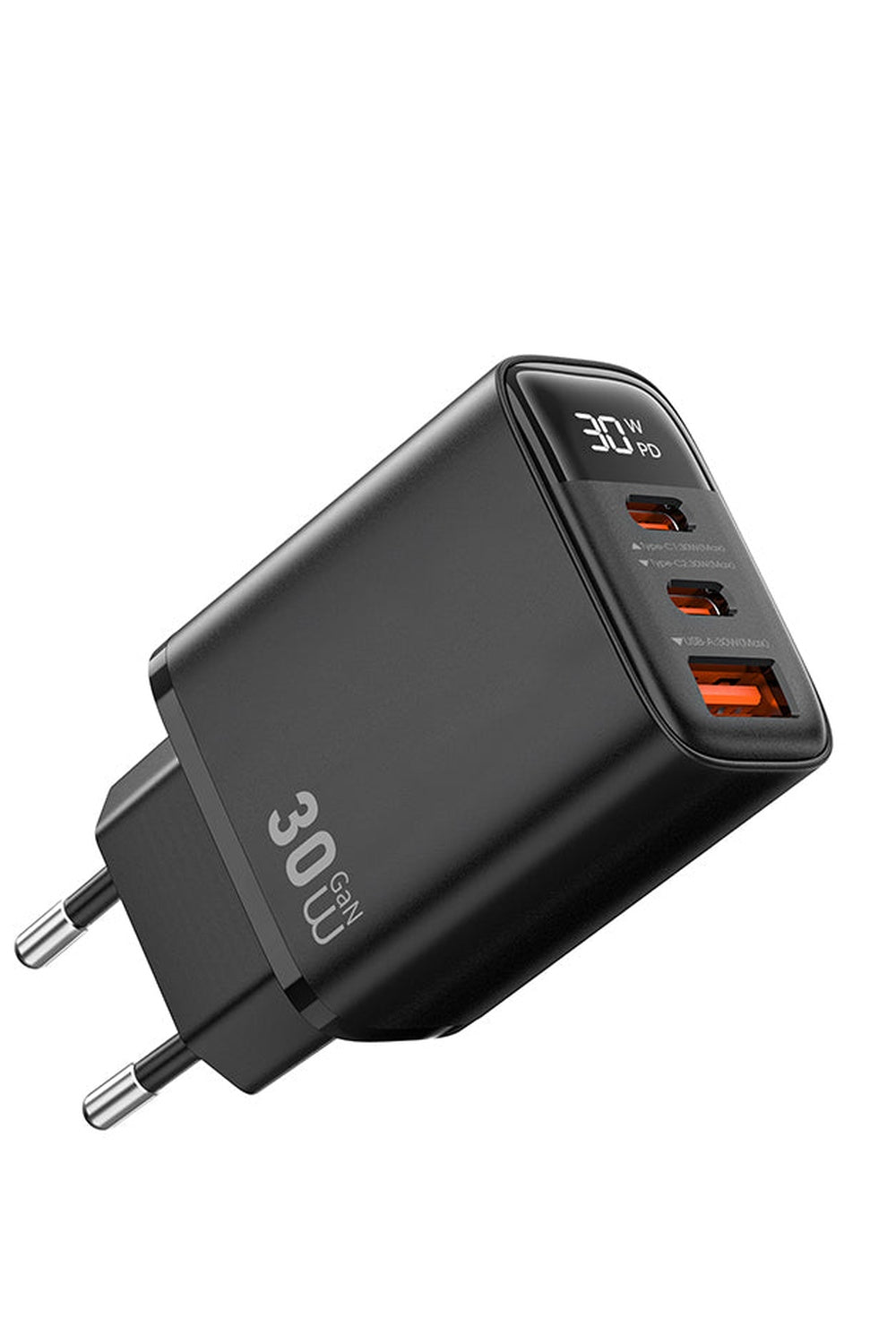 Gan Teknolojili 3 Portlu Dijital Ekranlı Şarj Adaptörü, 30w - 0