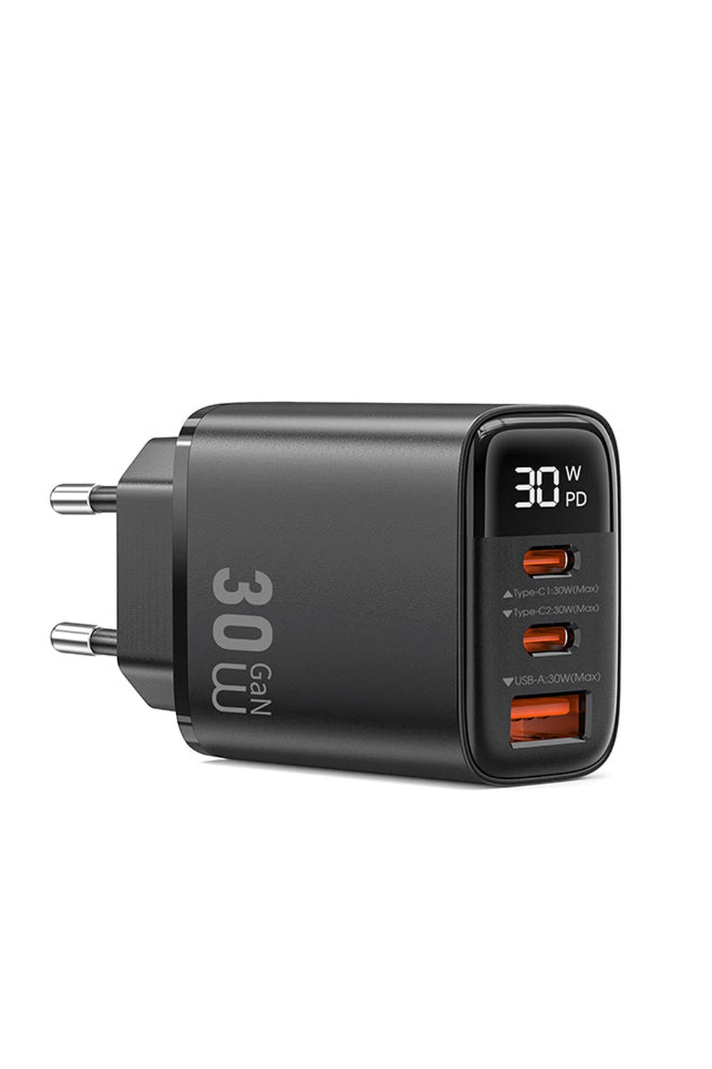 Gan Teknolojili 3 Portlu Dijital Ekranlı Şarj Adaptörü, 30w - 1