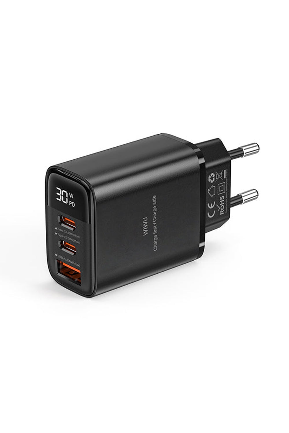 Gan Teknolojili 3 Portlu Dijital Ekranlı Şarj Adaptörü, 30w - 2