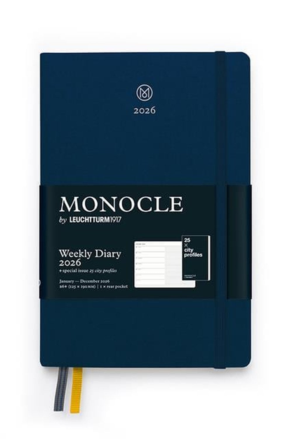 Leuchtturm1917 Monocle Çanta Boy (B6+) 12 Aylık Ajanda Ve Not Defteri (Çizgili) 2026 Sert Kapak, İngilizce, Navy 373019 - 0