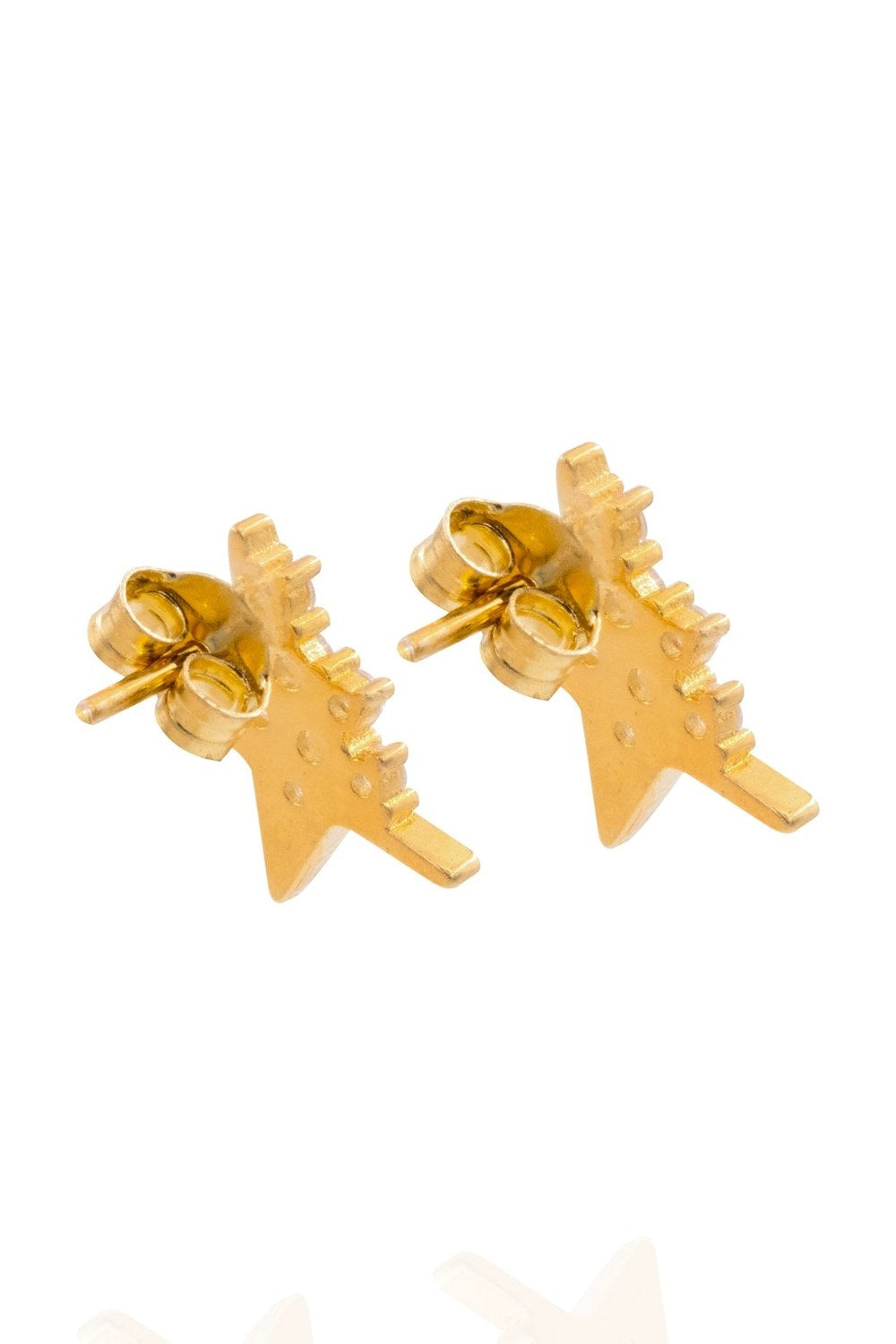 Half Star 925 Ayar Gümüş Mini Taşlı Yarım Yıldız Küpe - 2