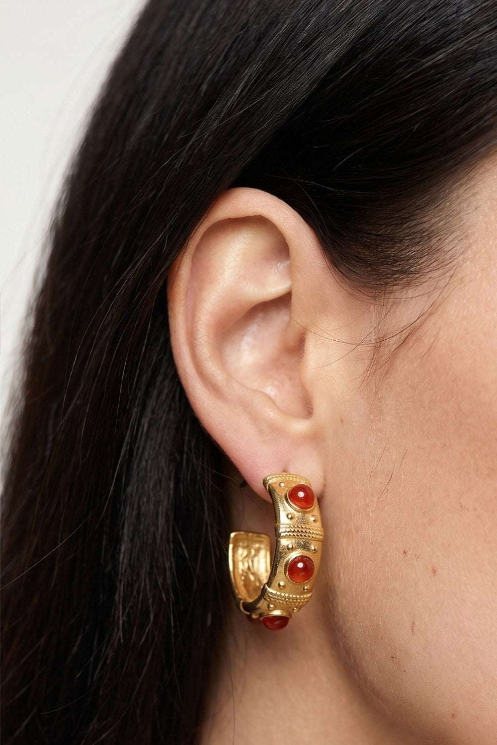 Nocturne Agate Hoop Earrings - 1