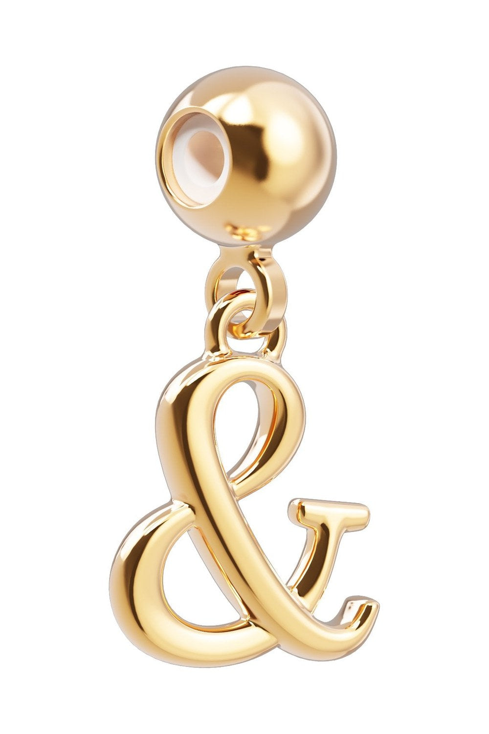 18 Ayar Altın Kaplama Ampersand Charm – “&” Sembol Detaylı Slide-On Takı Charmı - 0