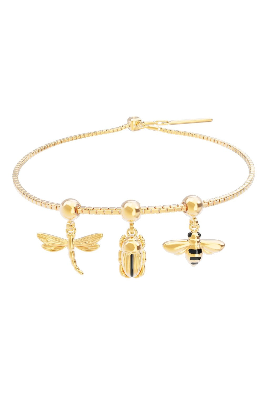 18 Ayar Altın Kaplama Dragon Fly Charm – Slide-On Takı Charmı - 4