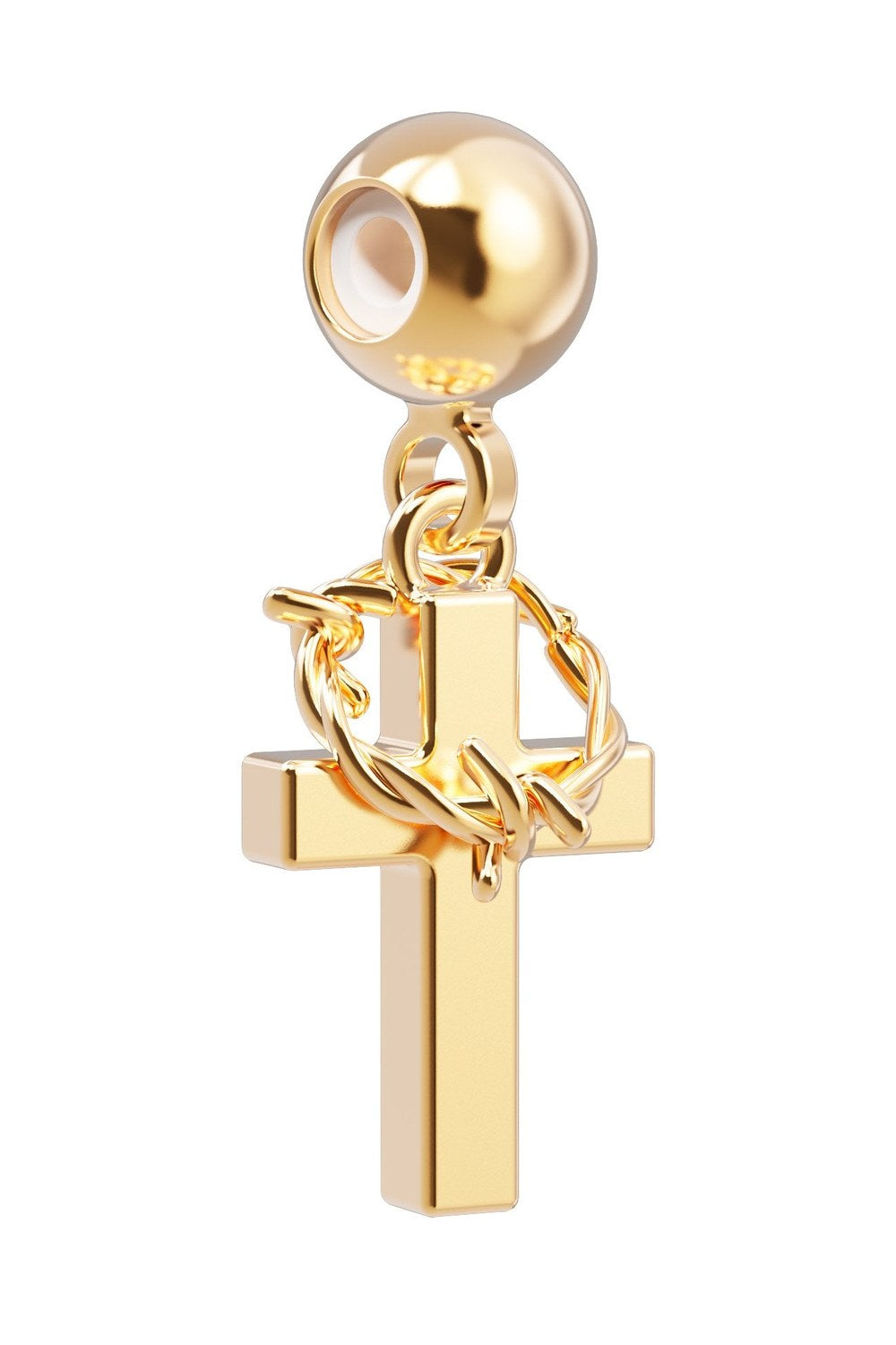 18 Ayar Altın Kaplama Cross Charm – Slide-On Takı Charmı - 0