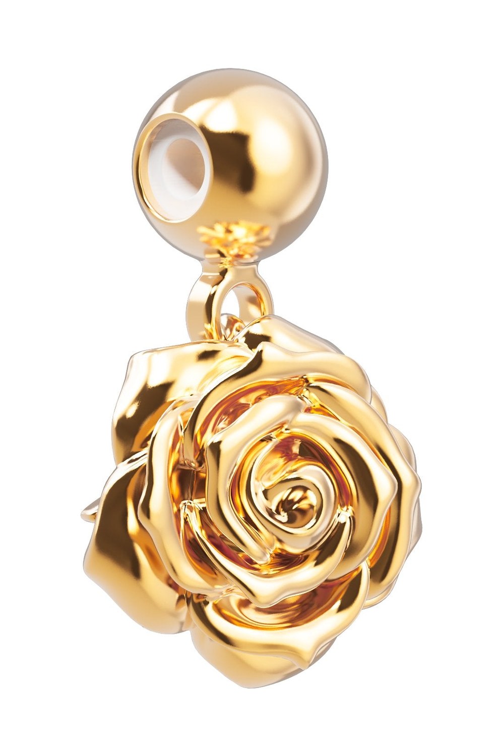 18 Ayar Altın Kaplama Rose Charm – Slide-On Takı Charmı - 0