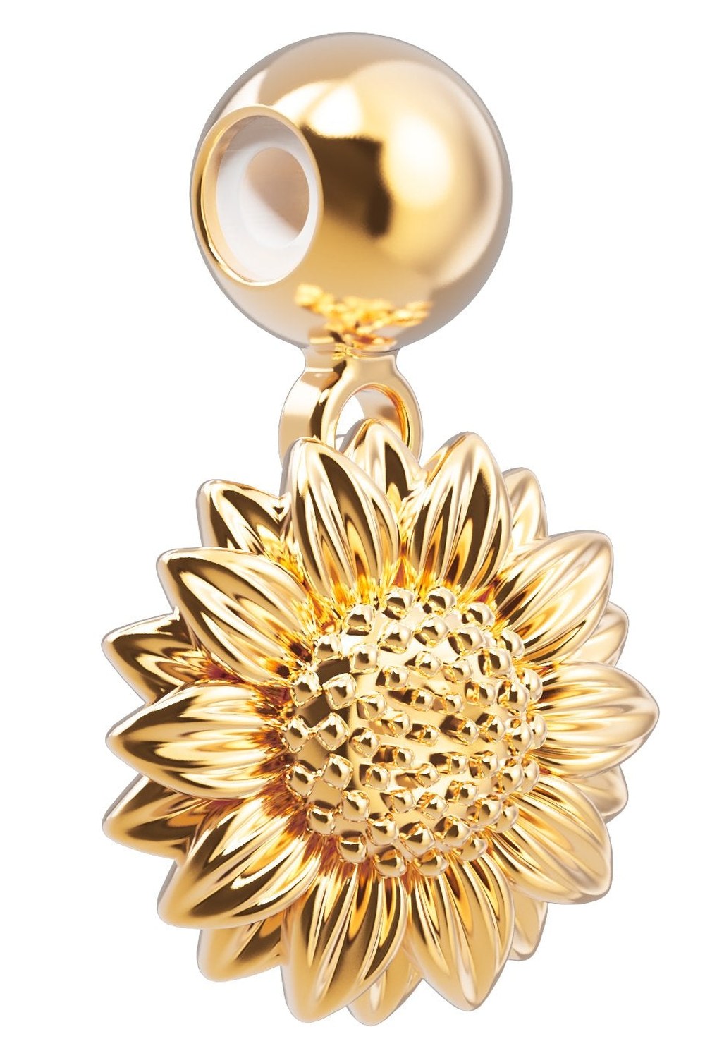 18 Ayar Altın Kaplama Sunflower Charm – Slide-On Takı Charmı - 0